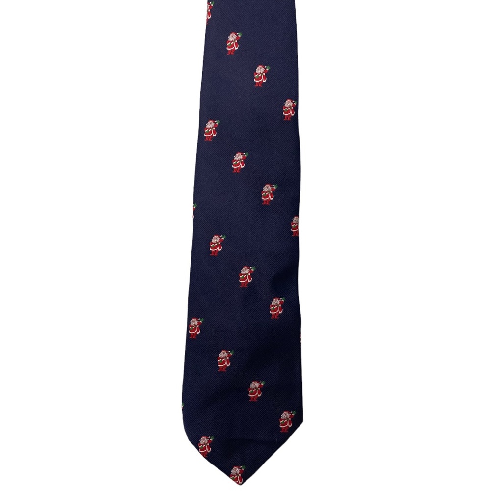 Embroidered Santa Navy Cape Cod Necktie